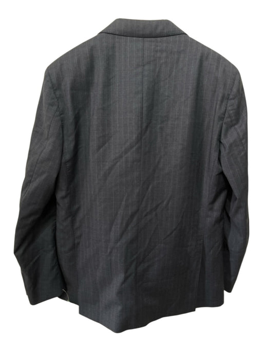 Boggi Navy Blue Viscose Striped 2 Button Men's Suit Navy Blue / 52R
