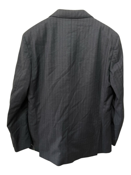Boggi Navy Blue Viscose Striped 2 Button Men's Suit Navy Blue / 52R