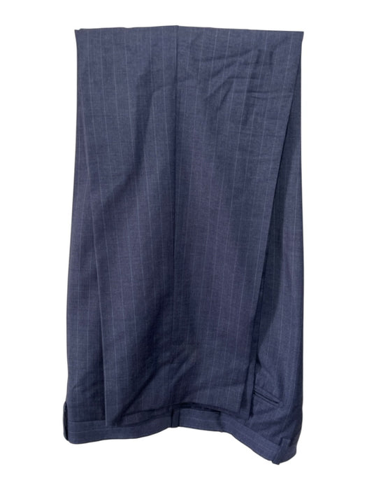 Boggi Navy Blue Viscose Striped 2 Button Men's Suit Navy Blue / 52R