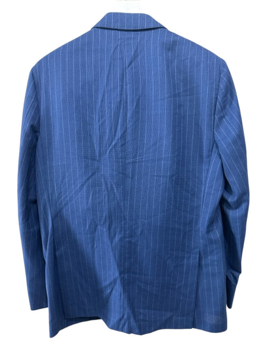 Boggi Navy Blue & White Wool Striped 2 Button Men's Suit Navy Blue & White / 54R