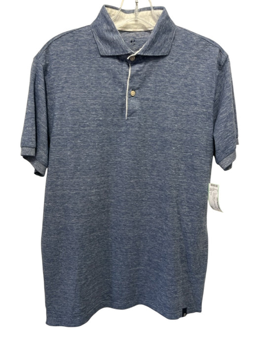 Boggi Size L Blue & White Cotton Blend Polo Men's Short Sleeve Blue & White / L