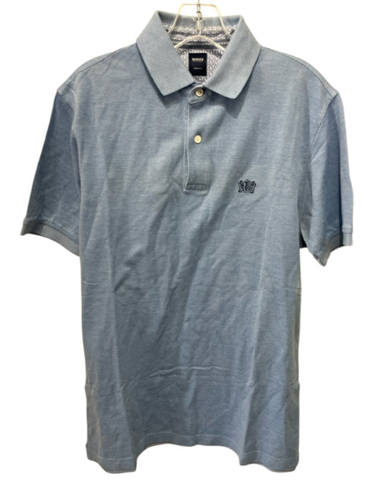 Boggi Size L Blue & White Cotton Polo Men's Short Sleeve Blue & White / L