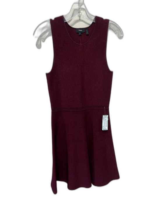 Theory Size S Burgundy Red Rayon & Nylon Sleeveless Heathered Knit Dress Burgundy Red / S
