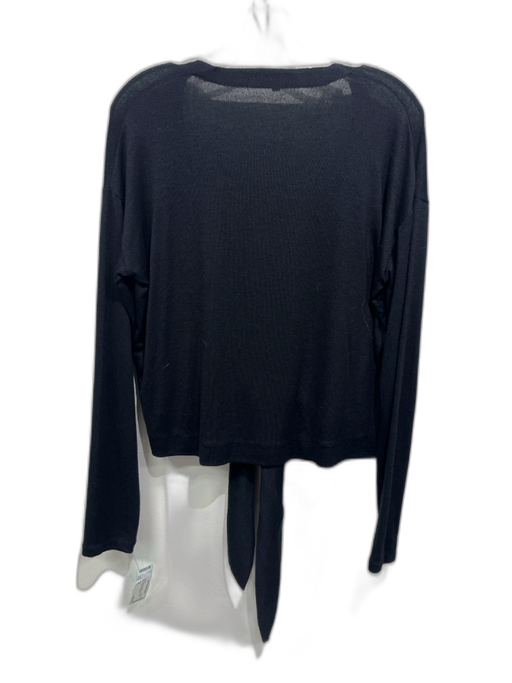 Vince Size M Black Rayon & Polyester Long Sleeve Wrap Waist tie Cardigan Black / M