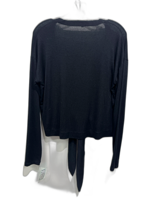 Vince Size M Black Rayon & Polyester Long Sleeve Wrap Waist tie Cardigan Black / M