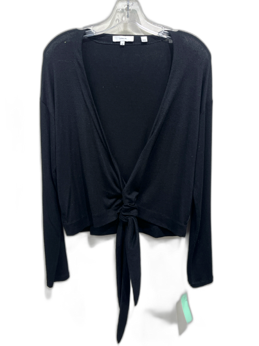 Vince Size M Black Rayon & Polyester Long Sleeve Wrap Waist tie Cardigan Black / M
