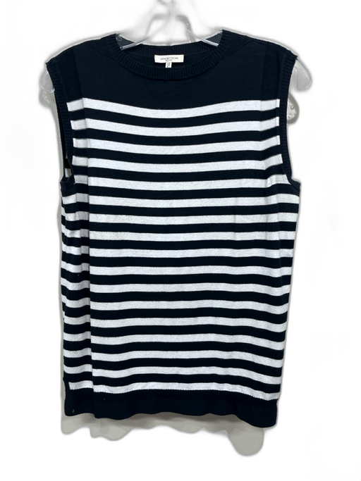 Lafayette 148 Size S Navy Blue & White Viscose & Polyamide Sleeveless Stripe Top Navy Blue & White / S