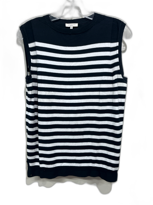 Lafayette 148 Size S Navy Blue & White Viscose & Polyamide Sleeveless Stripe Top Navy Blue & White / S