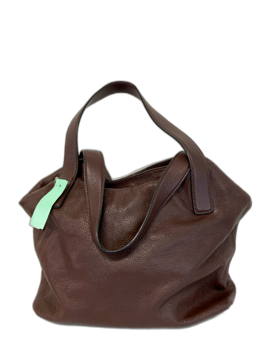 Coccinelle Dark Brown Pebble Leather Top Handles Magnetic Clasp Slouchy Bag Dark Brown / S