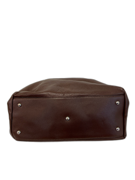 Coccinelle Dark Brown Pebble Leather Top Handles Magnetic Clasp Slouchy Bag Dark Brown / S