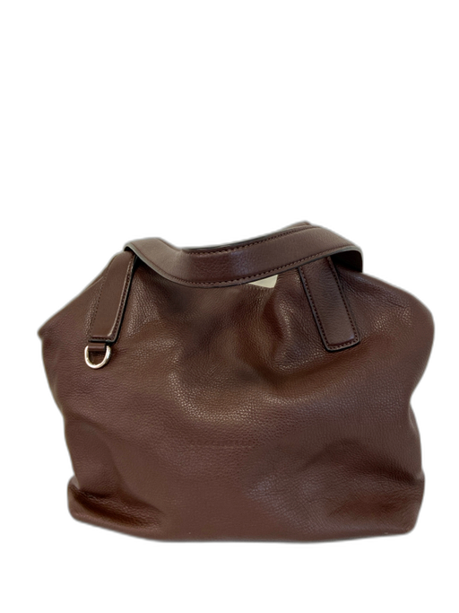 Coccinelle Dark Brown Pebble Leather Top Handles Magnetic Clasp Slouchy Bag Dark Brown / S