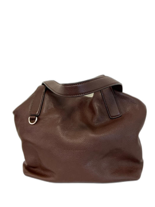 Coccinelle Dark Brown Pebble Leather Top Handles Magnetic Clasp Slouchy Bag Dark Brown / S