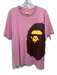 Bape AS IS Size L Pink Cotton logo T shirt Crew Men's Short Sleeve Pink / L