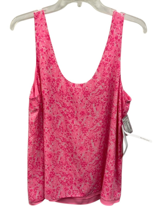 Lilly Pulitzer Size L Pink & White Polyester Sleeveless All Over Print Tank Top Pink & White / L