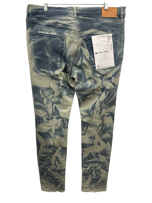 Purple - Brand NWT Size 38 Blue & Beige Cotton Blend Washed Jean Skinny Pants Blue & Beige / 38