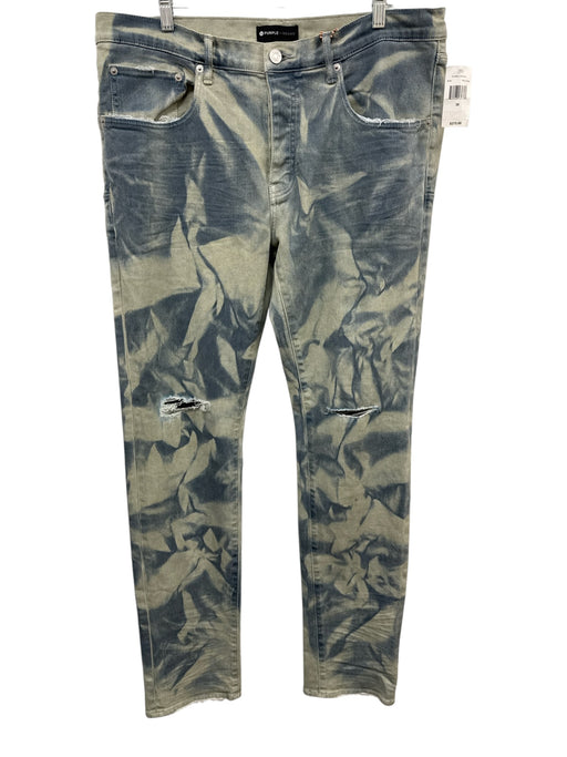 Purple - Brand NWT Size 38 Blue & Beige Cotton Blend Washed Jean Skinny Pants Blue & Beige / 38
