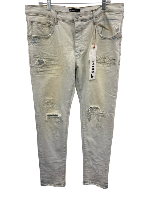 Purple - Brand NWT Size 38 Acid Wash Cotton Blend Distressed Skinny Jean Pants Acid Wash / 38