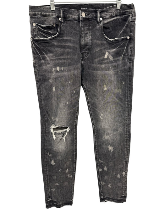 Purple - Brand Size 36 Faded Black Cotton Blend Distressed Skinny Jean Pants Faded Black / 36