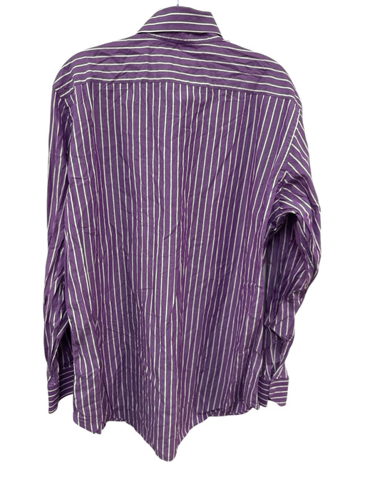 Etro Size 43 Purple & White Cotton Striped Button Up Men's Long Sleeve Shirt Purple & White / 43