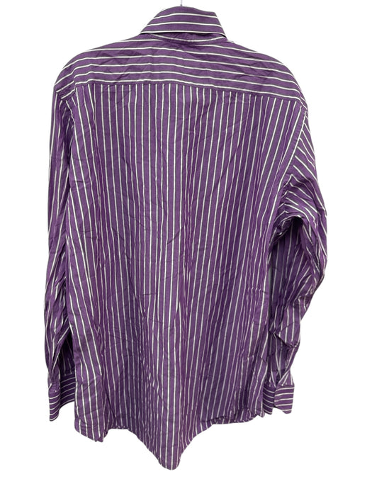 Etro Size 43 Purple & White Cotton Striped Button Up Men's Long Sleeve Shirt Purple & White / 43