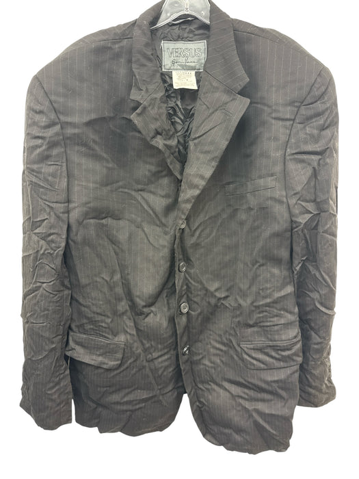 Versus Versace AS IS - vintage Size Est L Black Wool Blend Striped Blazer Jacket Black / Est L