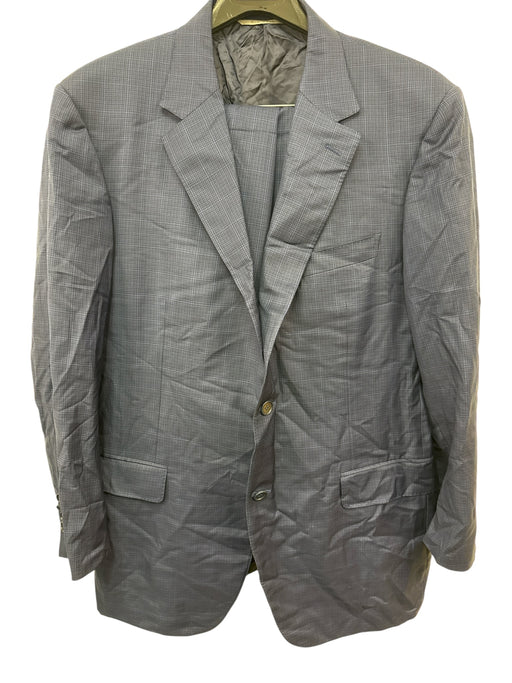 Canali Blue Wool Plaid 2 Button Men's Suit Blue / 40