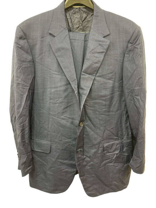 Canali Blue Wool Plaid 2 Button Men's Suit Blue / 40