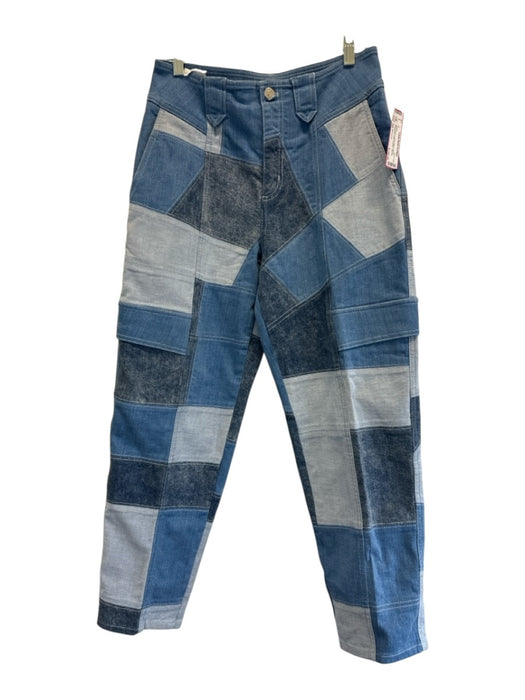 Stella McCartney Size 28 Mixed Blues Cotton Blend Denim Patchwork Tapered Jeans Mixed Blues / 28