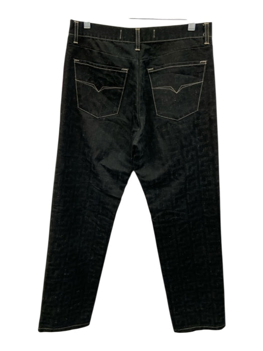 Versace Jeans Couture Size 32 Black Cotton Blend Denim Textured Button Fly Jeans Black / 32