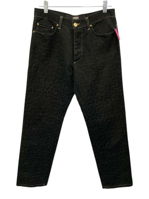 Versace Jeans Couture Size 32 Black Cotton Blend Denim Textured Button Fly Jeans Black / 32