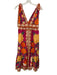Farm Rio Size M Pink, Red & Orange Cotton Floral Tie Shoulder Button Front Dress Pink, Red & Orange / M