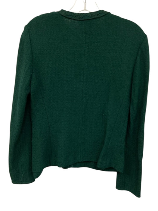 St. John Size 4 Emerald Green No Fabric Tag Zip Front Embroidered Detail Jacket Emerald Green / 4