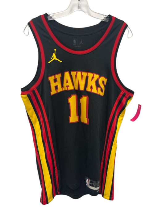 Jordan Size L Black, Red & Yellow Polyester Jersey Men's Short Sleeve Black, Red & Yellow / L