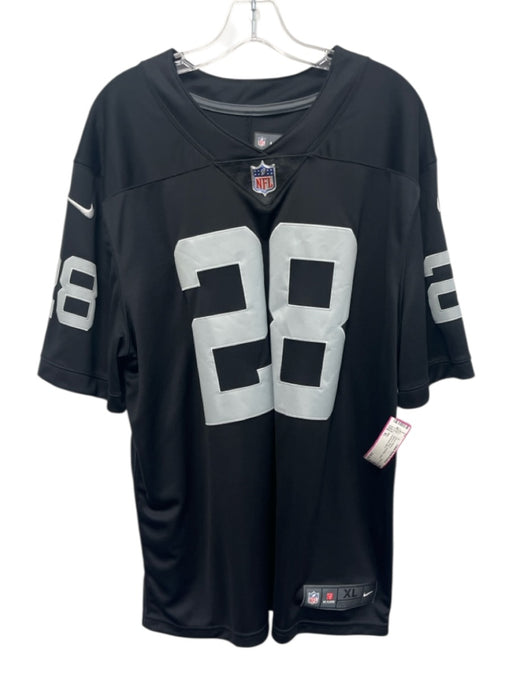 Nike Size XL Black & Silver Polyester Jersey Men's Short Sleeve Black & Silver / XL