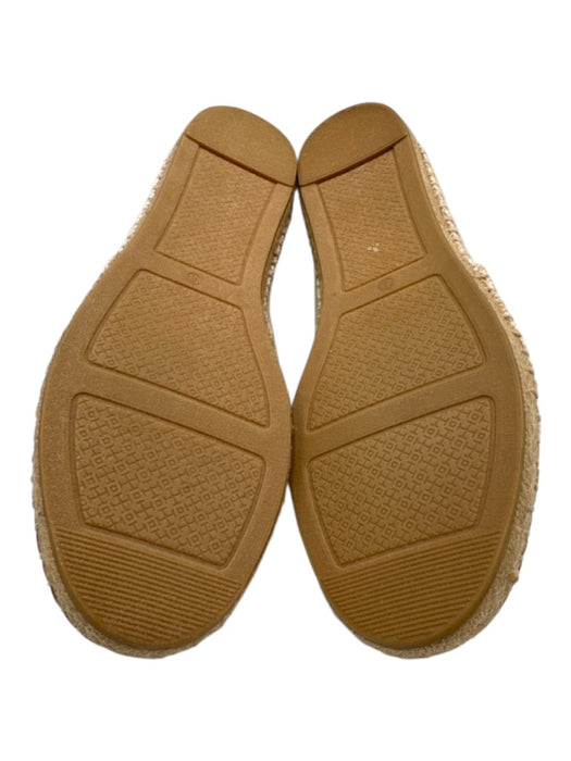 Tory Burch Shoe Size 8 Beige & Pink Textile Woven Espadrille Logo Slip On Flats Beige & Pink / 8
