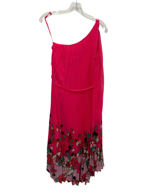 Ted Baker Size S / 1 Hot Pink & Multi Polyester Metallic Thread Pleated Dress Hot Pink & Multi / S / 1