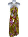 ASTR Size M Green, Purple & Orange Polyester Pleated Floral Cut Out Back Dress Green, Purple & Orange / M