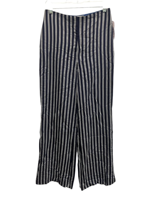 Diane Von Furstenberg Size S / 6 Navy Blue & White Viscose Stripe Wide Leg Pants Navy Blue & White / S / 6