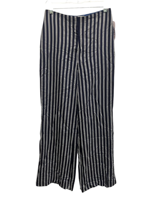 Diane Von Furstenberg Size S / 6 Navy Blue & White Viscose Stripe Wide Leg Pants Navy Blue & White / S / 6