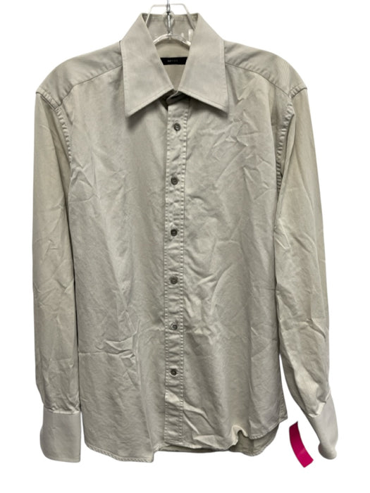 Gucci Size 14.5 Tan Cotton Twill Button Up Miltered Men's Long Sleeve Shirt Tan / 14.5