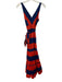J. Crew Size 2 Navy & Red Cotton Blend Sleeveless Stripe Midi Dress Navy & Red / 2
