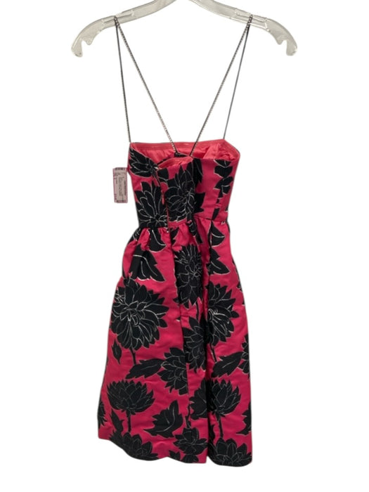 Kate Spade Size 4 Pink & Black Floral Abstract Rhinestone Sleeveless Dress Pink & Black / 4