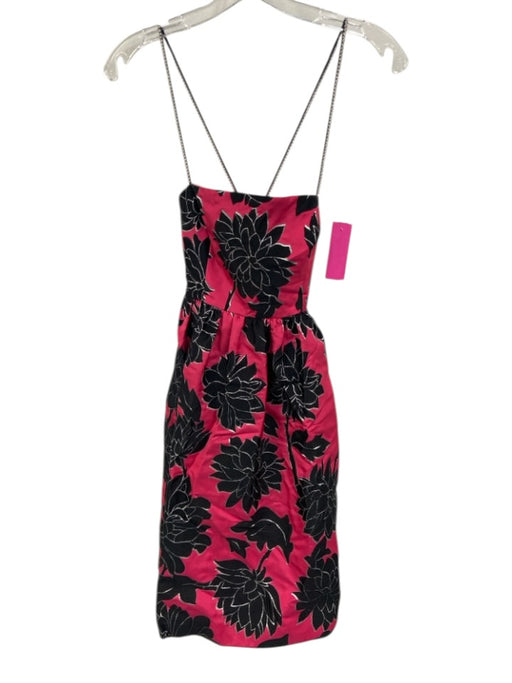 Kate Spade Size 4 Pink & Black Floral Abstract Rhinestone Sleeveless Dress Pink & Black / 4