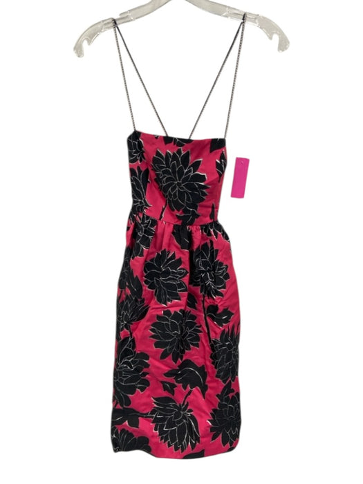 Kate Spade Size 4 Pink & Black Floral Abstract Rhinestone Sleeveless Dress Pink & Black / 4