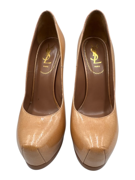 Yves Saint Laurent Shoe Size 38 Beige Patent Leather Shiny Platform Pumps Beige / 38