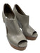 Gucci Shoe Size 38 Gray Leather Wooden Sole Platform Sandals Gray / 38