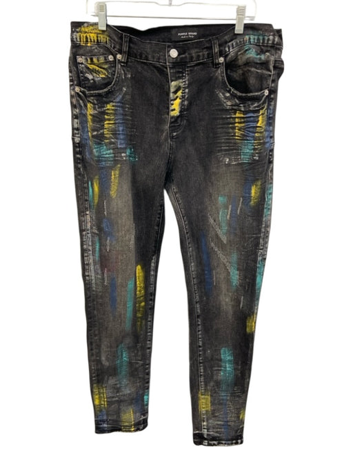 Purple - Brand Size 36 Charcoal Cotton Blend Painted Jeans Charcoal / 36