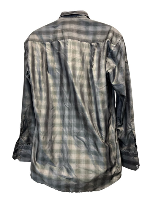 Gucci Size 15.5 Gray & Green Silk Plaid Shacket Men's Long Sleeve Shirt Gray & Green / 15.5
