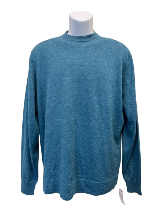 Loro Piana NWT Size 52 Blue Silk Blend Solid Crew Neck Men's Sweater Blue / 52