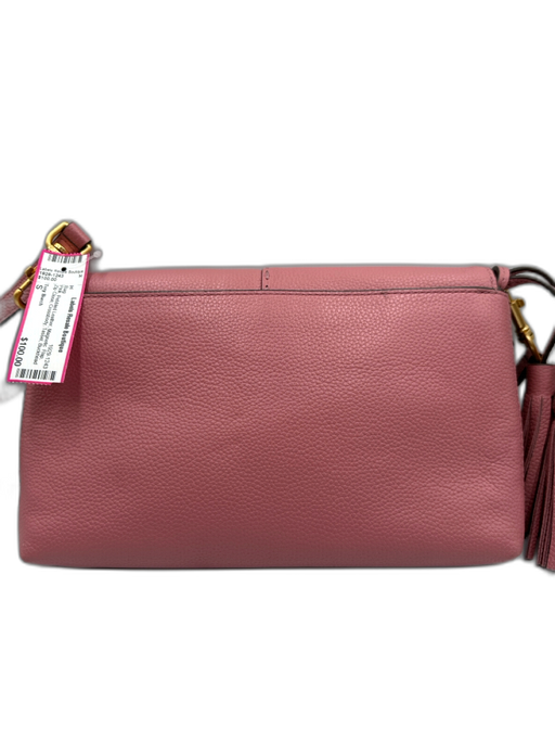Tory Burch Pink Pebbled Leather Magnetic  Flap Zip Close Crossbody Tassel Bag Pink / S